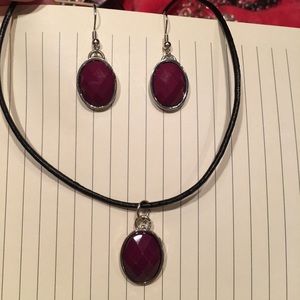 Purple pendant & earrings NWT